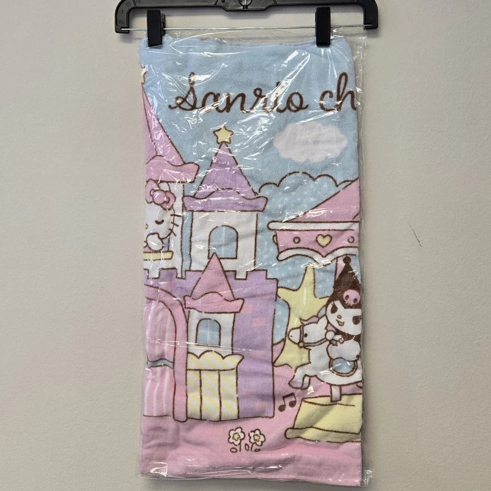 Sanrio Characters Castle Amusement park Theme Pastel Bath Towel